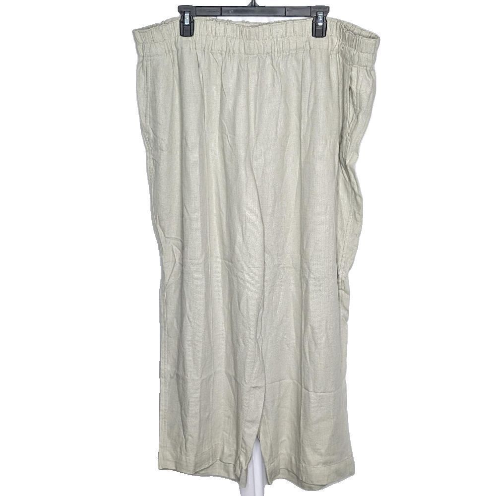 Madewell Plus Breezewoven Pull-On High-Rise Straight Pants White Size 2X‎